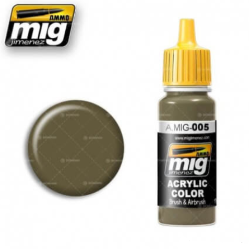 Ammo Mig 005 RAL 7008 GRAUGRÜN     17ml. Colore acrilico Modellismo