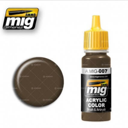 Ammo Mig 007 RAL 7017 DUNKELBRAUN 17ml. Colore acrilico Modellismo