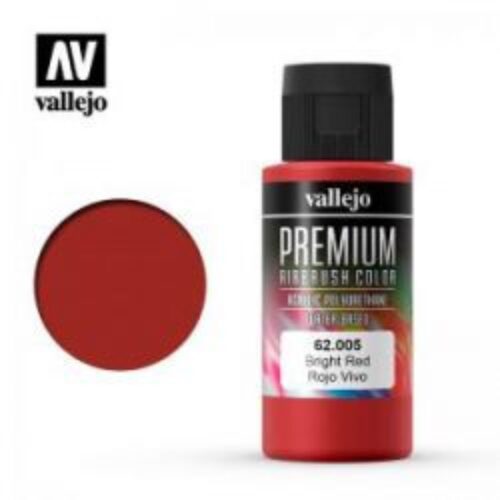 62005 VALLEJO PREMIUM AIRBRUSH: BRIGHT RED (60ML)