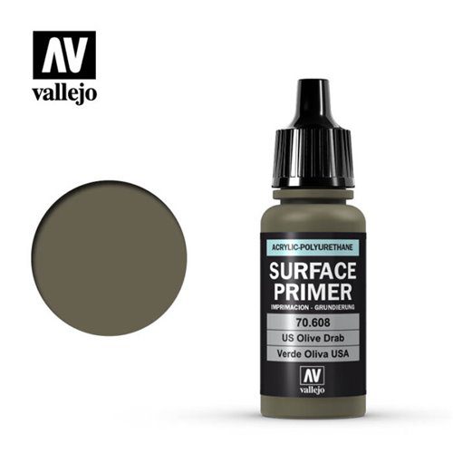 70608 Vallejo Primer: US OLIVE DRAB VALLEJO ACR-POL (17ml)