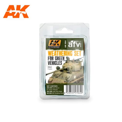 AK064 WEATHERING SET FOR GREEN VEHICLES AK INTERACTIVE