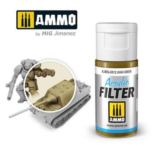 AMIG0812 ACRYLIC FILTER Khaki Green – filtro acrilico da 15ml AMMO MIG