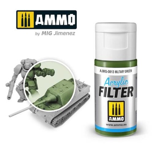 AMIG0813 ACRYLIC FILTER Military Green – filtro acrilico da 15ml AMMO MIG