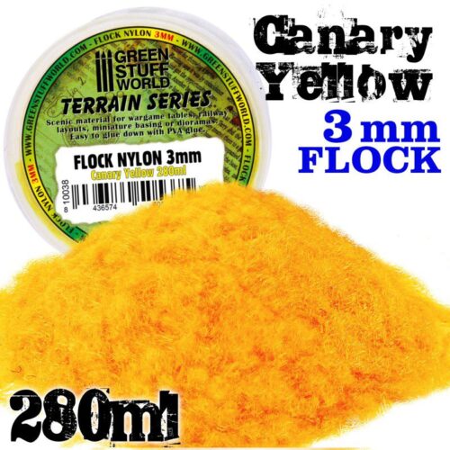 10038 STATIC GRASS FLOCK CANARY YELLOW 3 MM – 280 ML GREEN STUFF WORLD