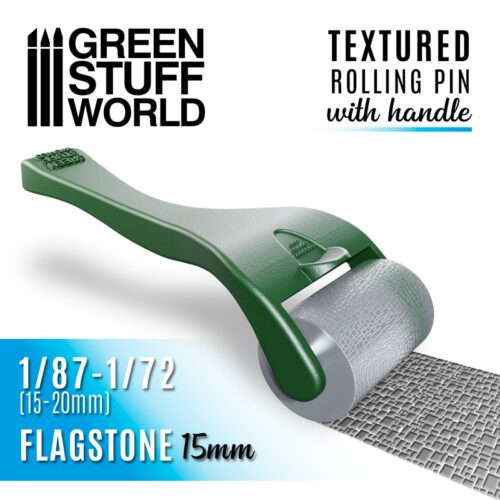 10491 GREEN STUFF WORLD: ROLLING PIN WITH HANDLE – FLAGSTONE 15MM