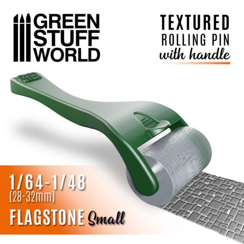 10492 GREEN STUFF WORLD: ROLLING PIN WITH HANDLE – FLAGSTONE SMALL