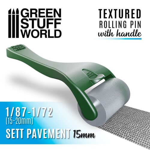 10494 GREEN STUFF WORLD: ROLLING PIN WITH HANDLE – SETT PAVEMENT 15MM