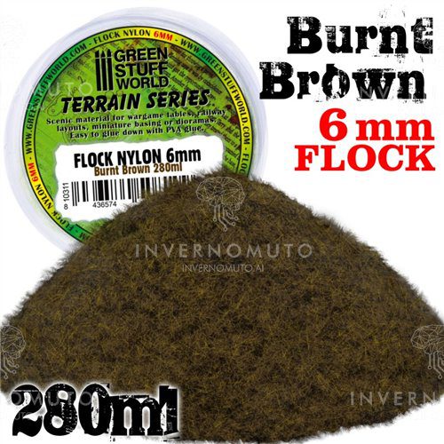 10311 STATIC GRASS FLOCK BURNT BROWN 6 MM  – 280ml GREEN STUFF WORLD