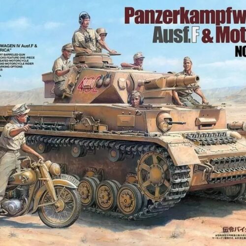 25208 German Tank Panzerkampfwagen IV Ausf.F And Motorcycle ‘North Africa’ Set scala 1:35 TAMIYA  + COLLA OMAGGIO