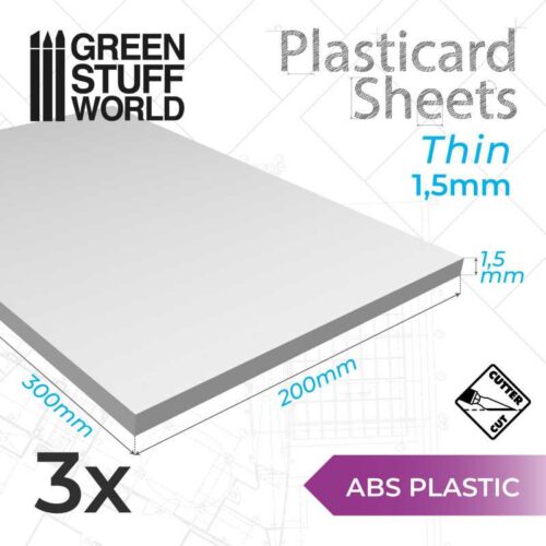 9307 Foglio Plasticard 1’5 mm – COMBOx3 lastre GREEN STUFF WORLD