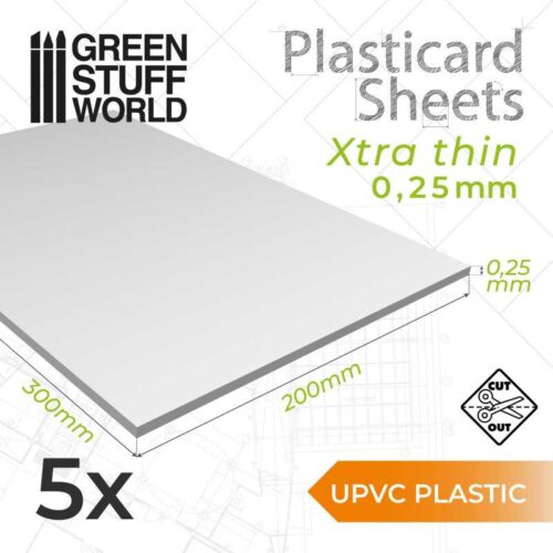 9317 Foglio Plasticard 0’25 mm – COMBOx5 lastre GREEN STUFF WORLD