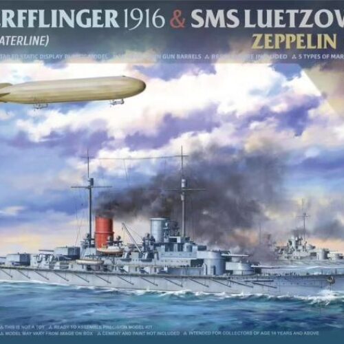 7043 – SMS Derfflinger 1916 + SMS Lützow 1916 + Zeppelin Q-class (Waterline) Limited Edition scala 1:700  TAKOM + COLLA OMAGGIO