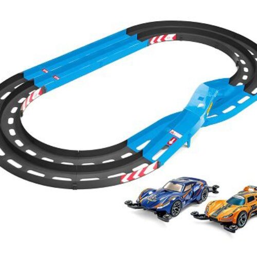 CIRCUITO OVALE 2 CORSIE CON PONTE + 2 mini4WD