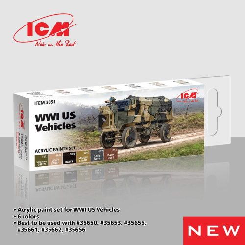 ICM 3051 – Acrylic paints set for WWI US Vehicles ICM