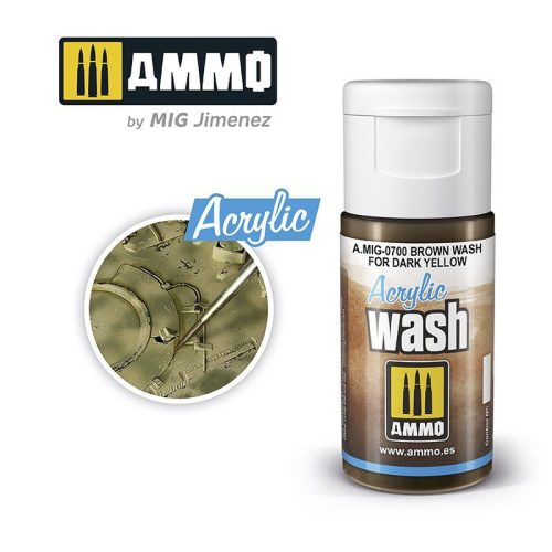 0700 AMMO MIG ACRYLIC WASH Brown Wash for Dark Yellow (15ml)